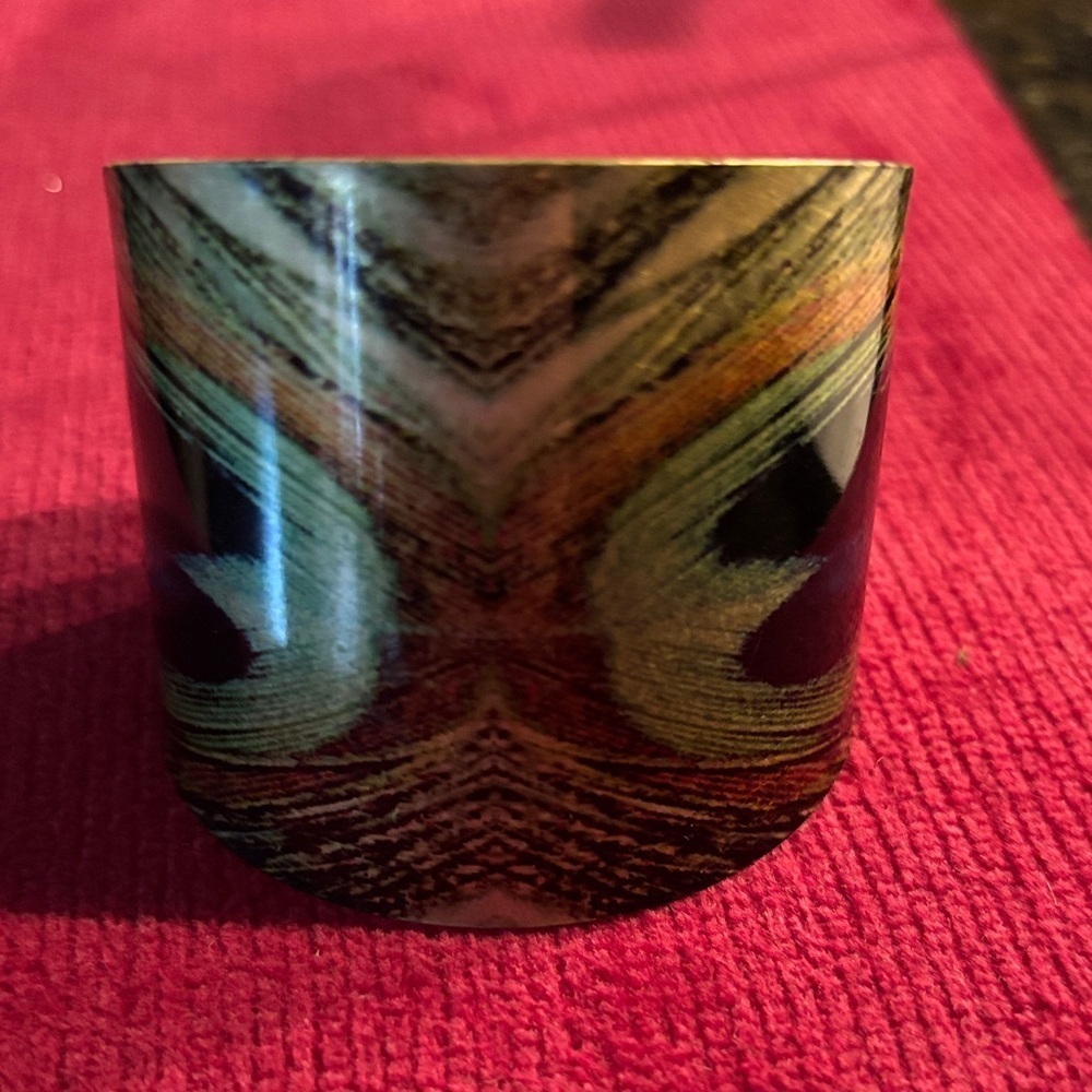 Peacock Feather Pattern Cuff Bracelet